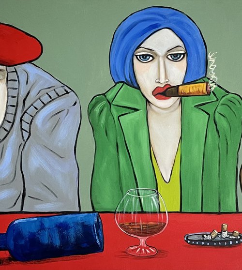 Woman with friends by Ta Byrne