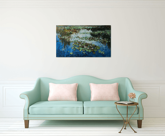 White Water Lilies - Impasto Original Oil painting