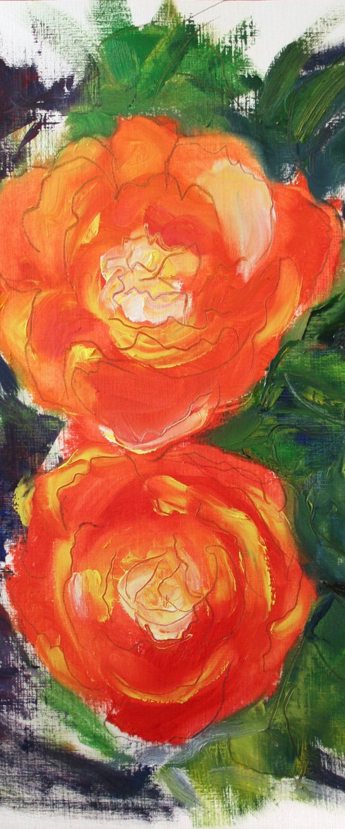 First Tulips I , sketch / ORIGINAL OIL PAINTING by Salana Art Gallery
