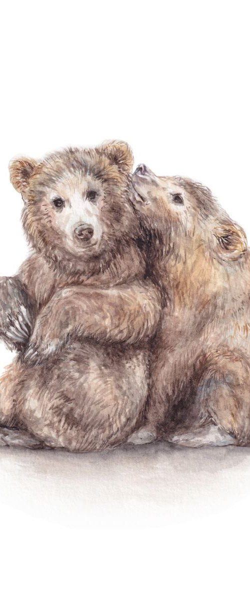 Two Sweet Bears Original Watercolor by Lauren Rogoff