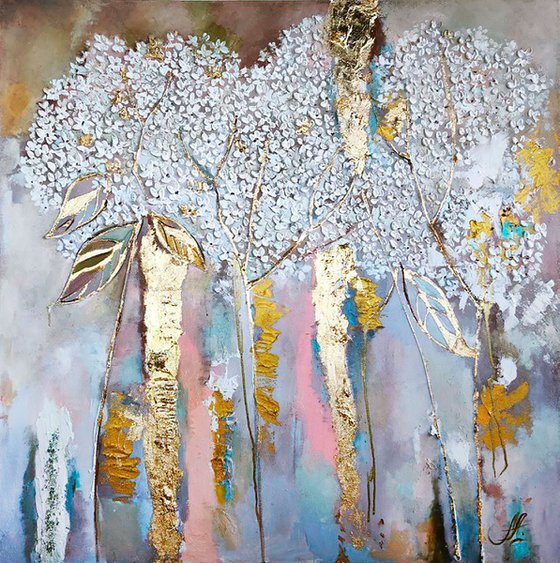 Abstract painting with gilding