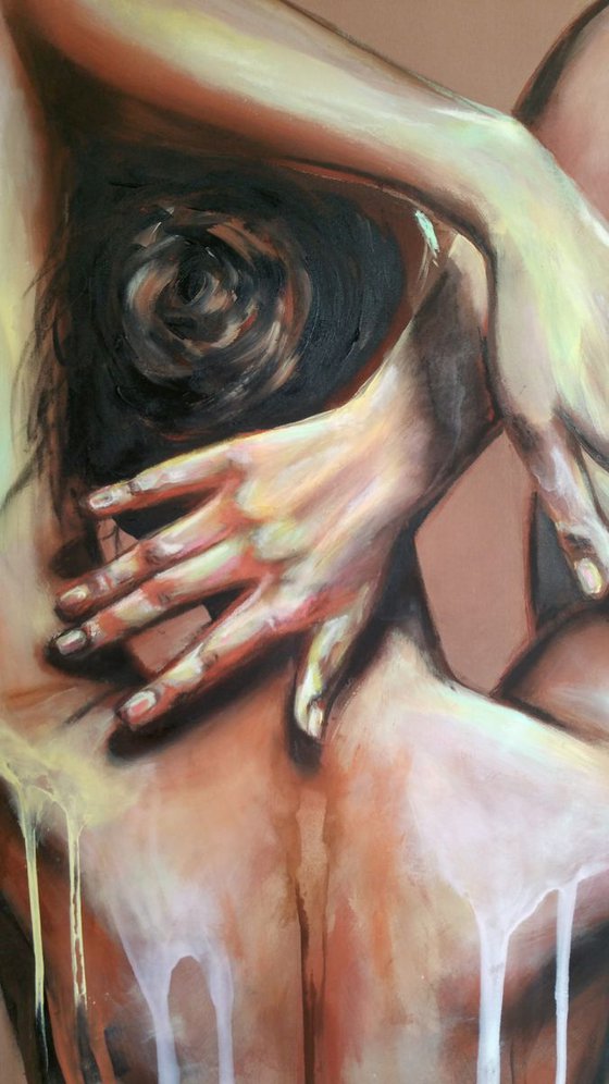 "Beautiful back I " 65x85x2cm, original  acrylic  painting on fabric,ready to hang