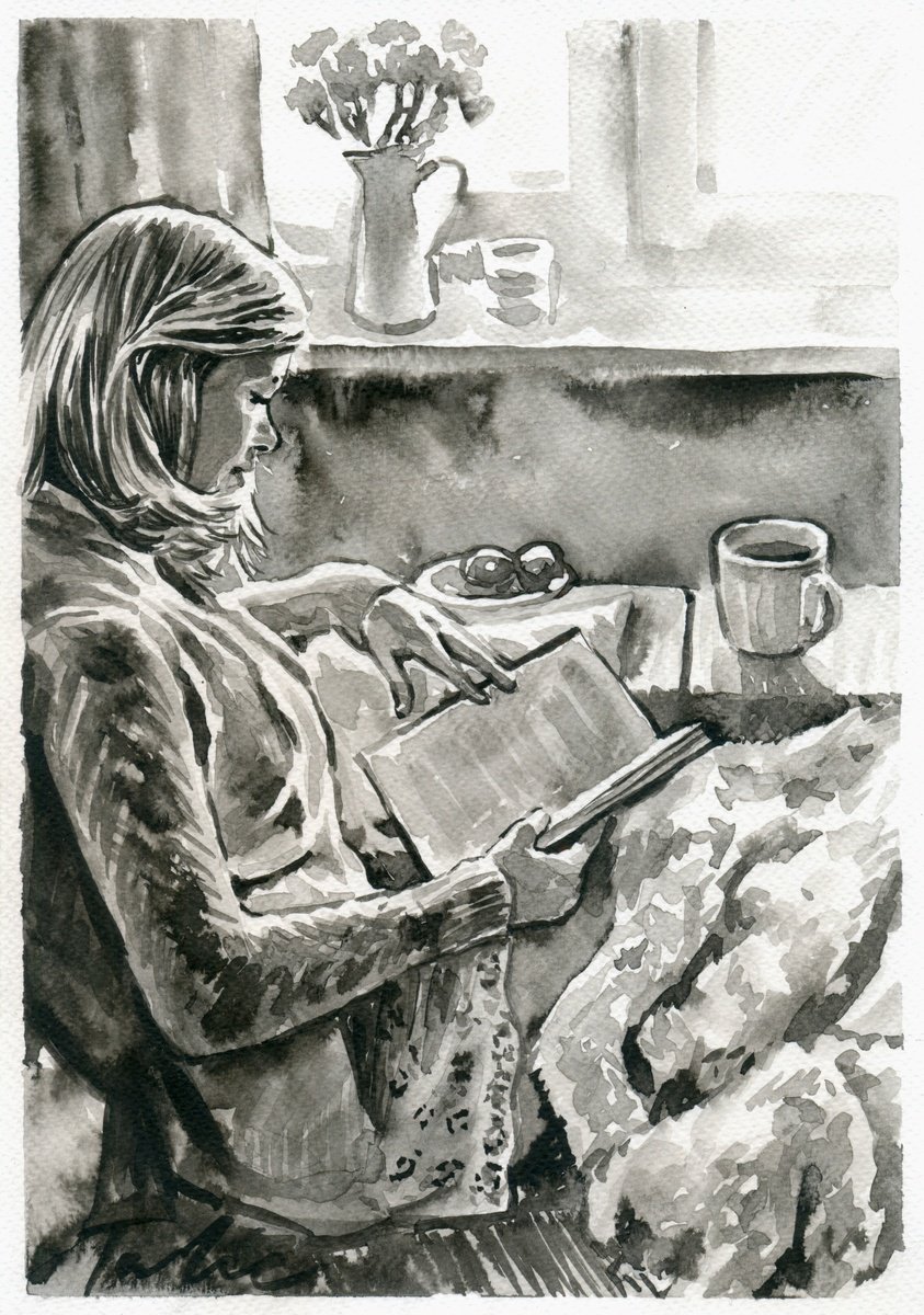 Urban And Pop Ink Drawing , Cozy Morning By Tashe, 8 X 12, Artwork For Sale On Artfinder