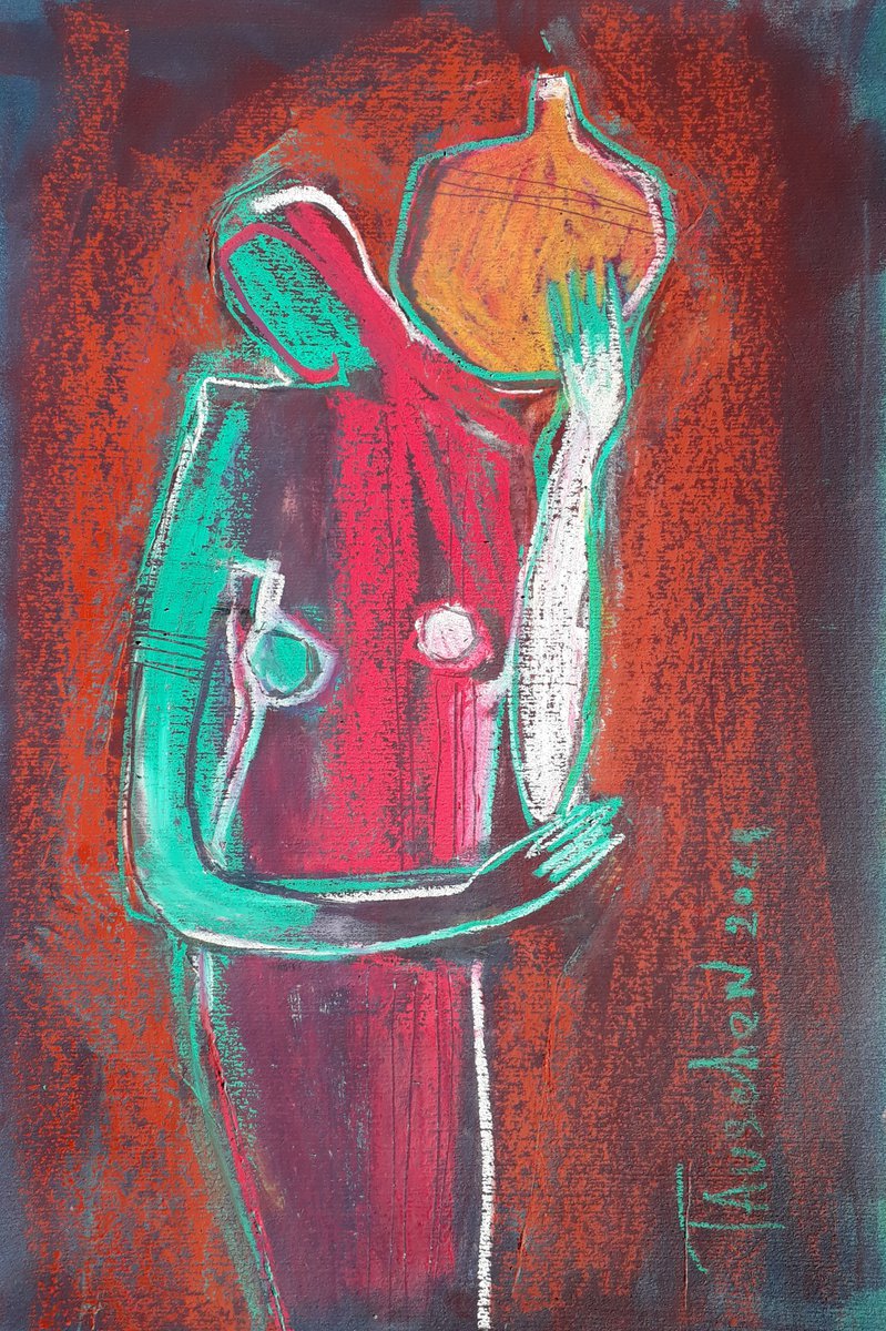 Woman with a jug. by Tatjana Auschew