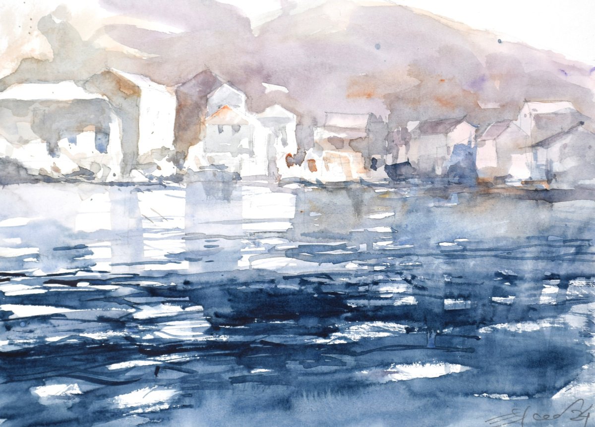 Adriatic sea hint by Goran Zigolic Watercolors