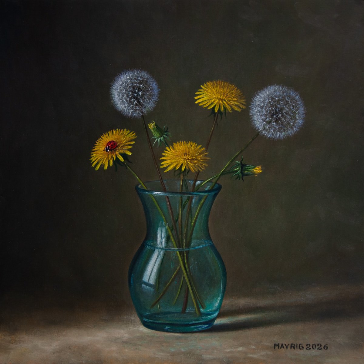Photorealistic Oil Painting , Dandelion Power By Mayrig Simonjan, 16 X 16, Artwork For Sale On Artfinder