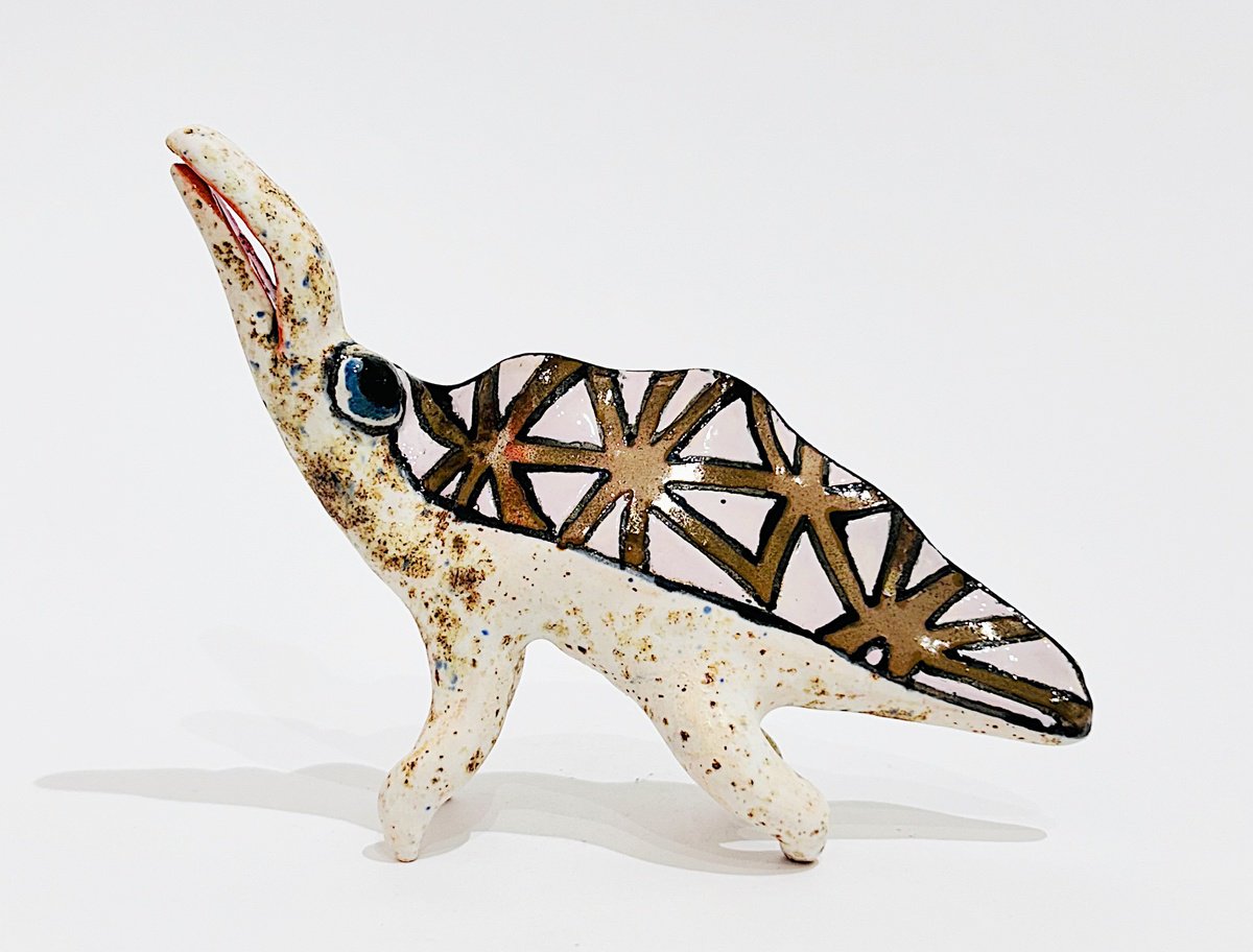 Expressive Animal Clay Sculpture By Viktor Zuk, 8 X 6", Dreaming Dragon, Original Artwork