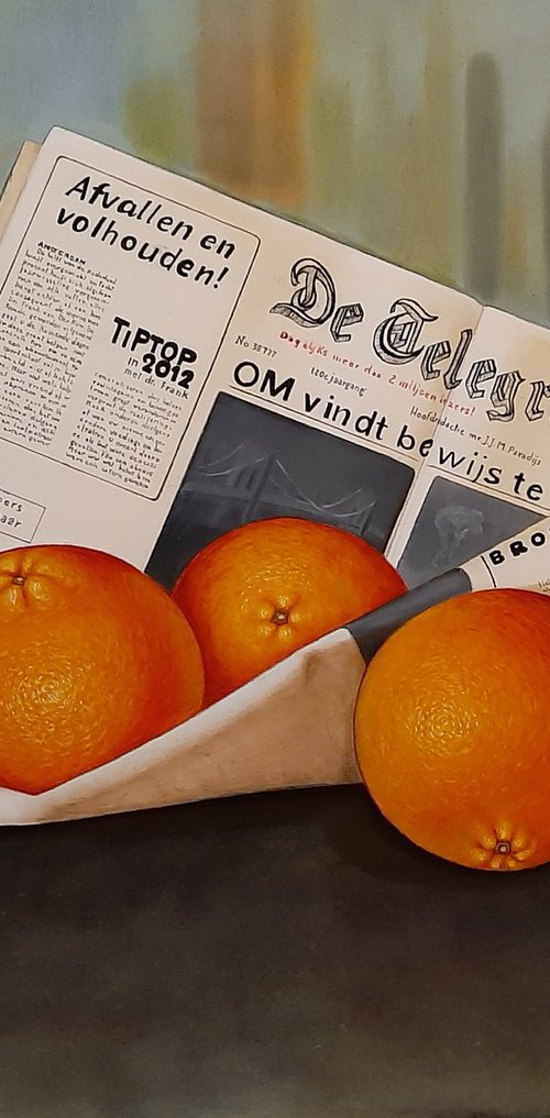 Newspaper De Telegraaf with oranges by olga formisano
