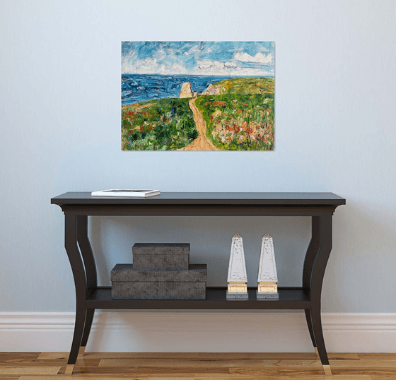 Seascape oil painting on canvas, Portugal sea landscape large wall art