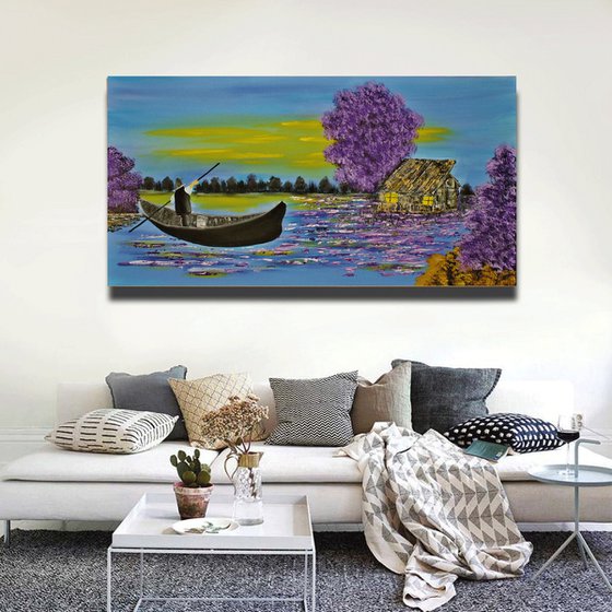 Fisherman on the lake,christmas sale was 495 USD now 395 USD.