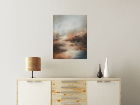 Stream 50x70cm-sale 25% promo code - gold particles original acrylic color painting abstract modern home design urban art office landscape moody nature gift idea (2020)
