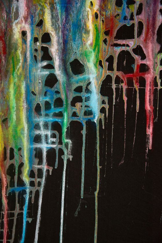 " Colored dreams" Original mixed media  painting on fabric 50x80x2cm.ready to hang