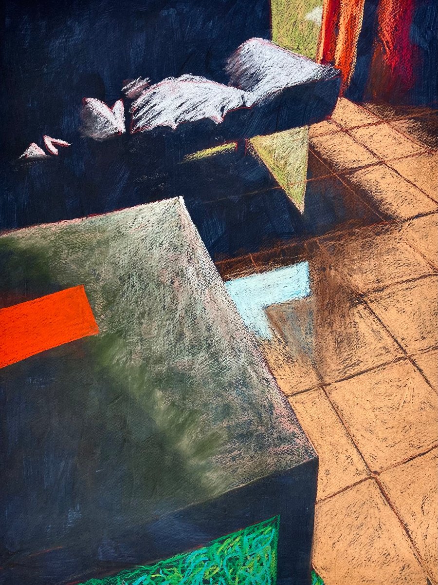 Impressionistic Pastel Drawing , Domestic Noir By John Cottee, 22 X 30, Artwork For Sale On Artfinder