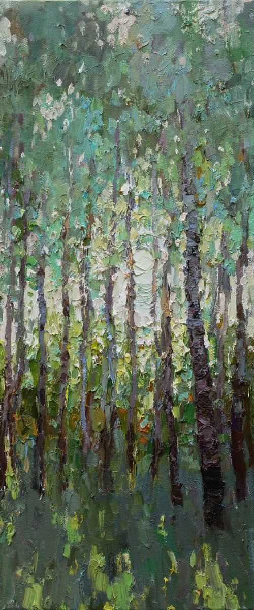 Summer Birch Trees Original oil painting by Anastasiia Valiulina