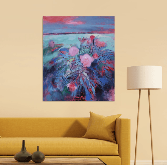 landscape with peonies