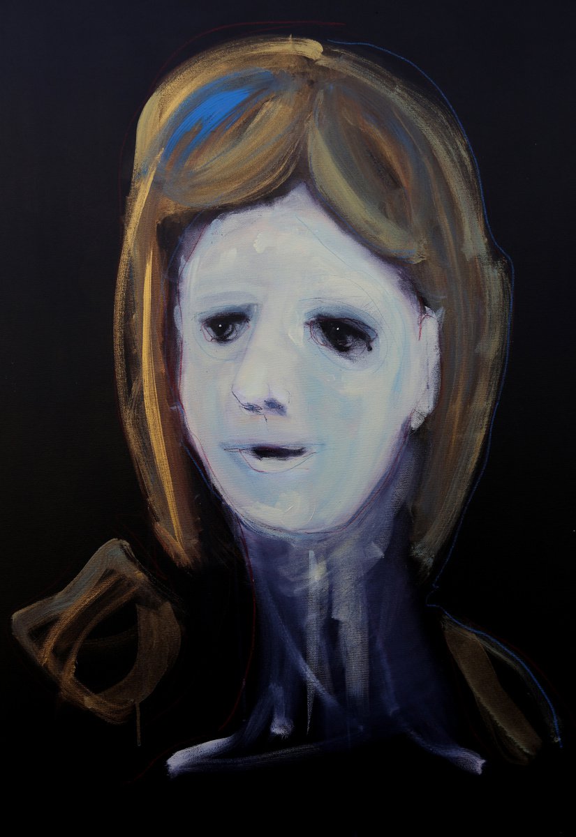 Expressive Portrait Painting By Francesca Candito, 31 X 39, Margherita Guicciardini, Original Artwork