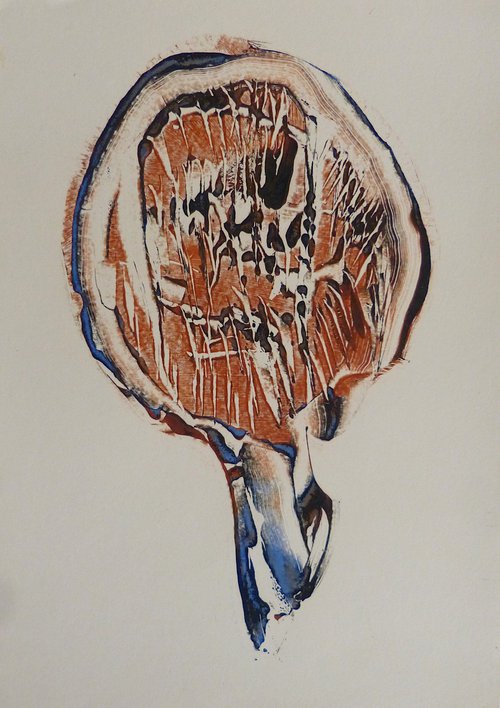 The Brain, monoprint oil on paper, 29x41 cm by Frederic Belaubre