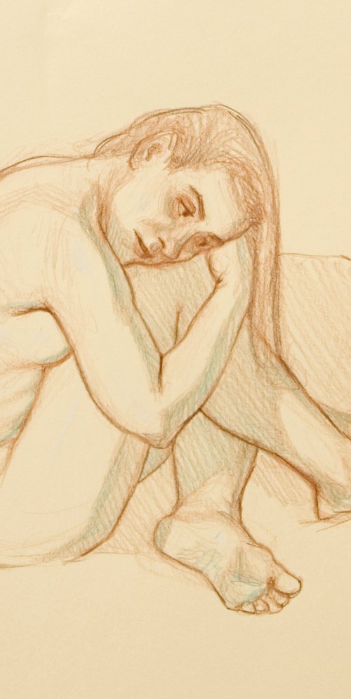 nude study on colored paper by Olivier Payeur