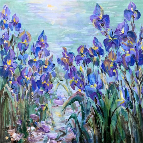 Blue irises III by Irina Laube