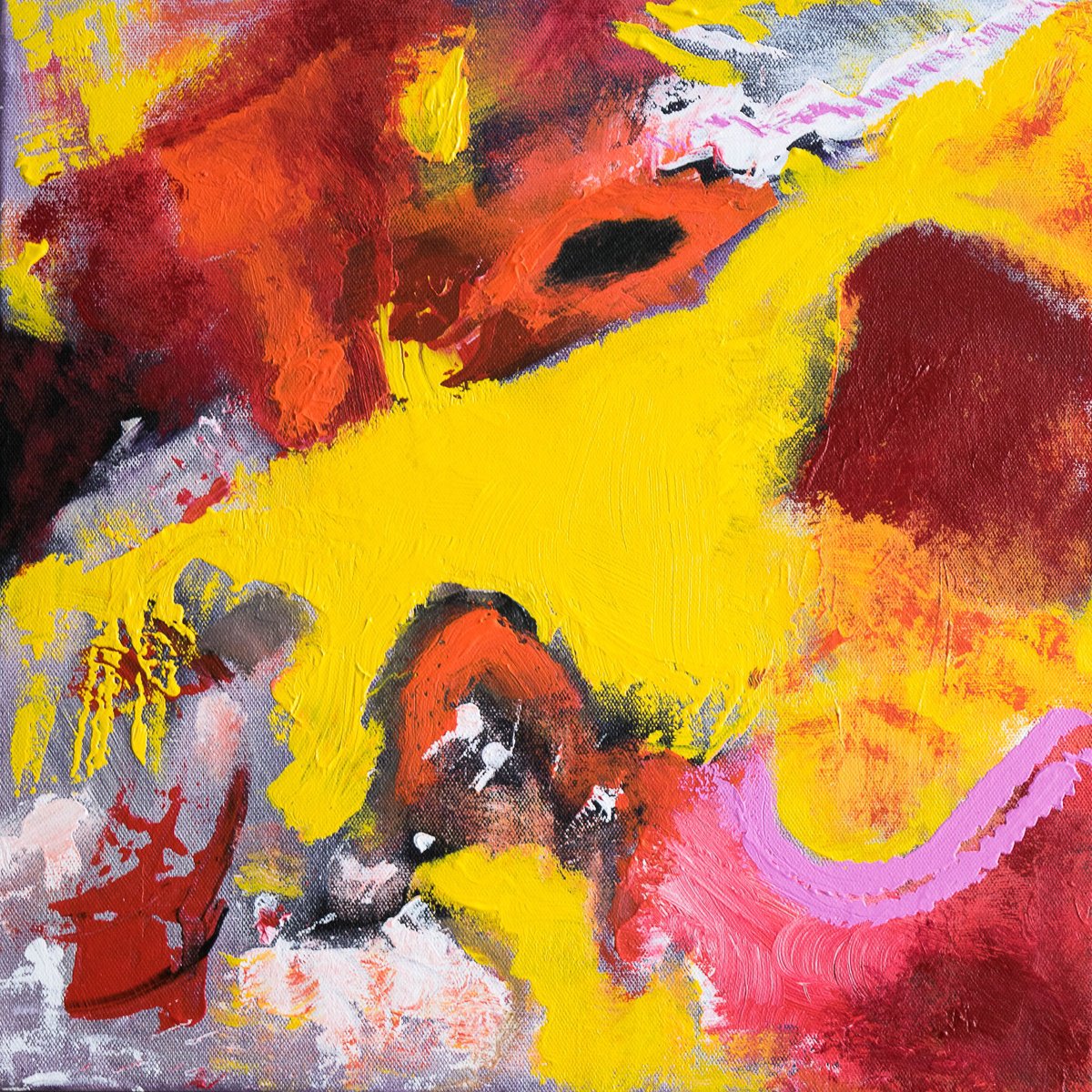 Abstract Acrylic Painting By Km Arts, 12 X 12", Wild Thing, Original Artwork