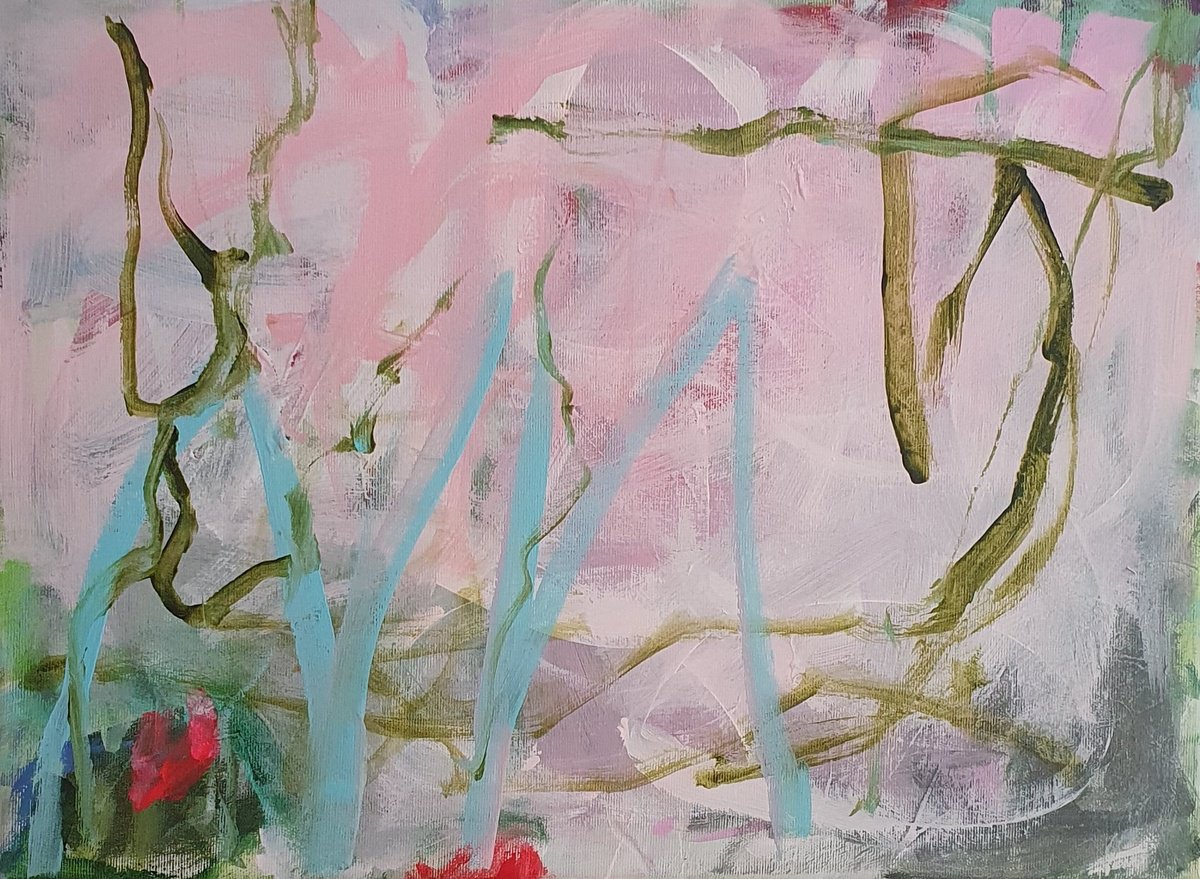 Organic Abstract Acrylic Painting By Jutta Widrinsky, 22 X 16", Entrance To Paradise, Original Artwork