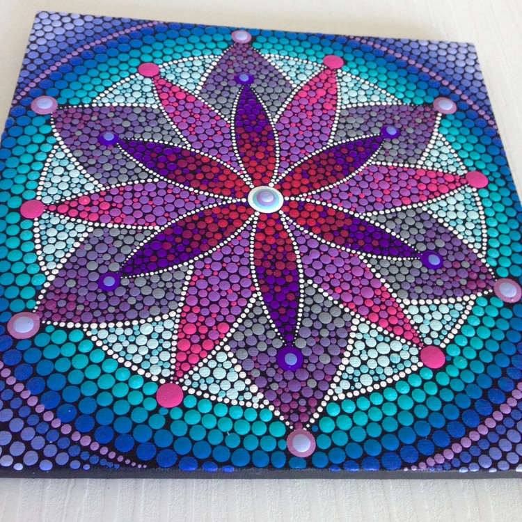 Purple Flower Mandala Dotart Mandala Painting O Artfinder