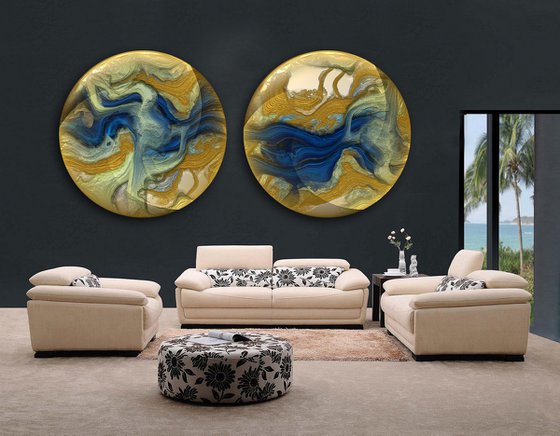 Mundos II/XL large circular diptych, set of 2