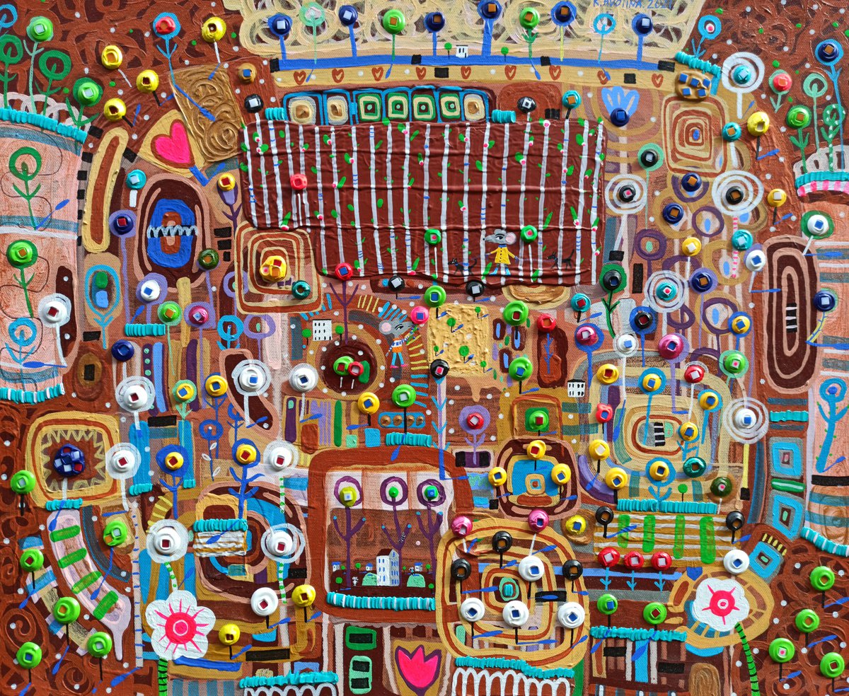 Impressionistic Botanical Acrylic Painting By Katrina Avotina, 24 X 20", Can You Catch It?, Original Artwork