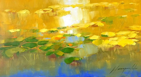 Waterlilies, Original oil Painting, Impressionism, Handmade artwork, One of a Kind