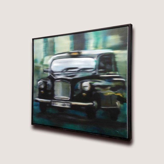 Taxi - Blurred Photographic Oil Painting