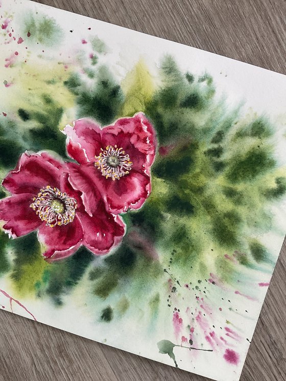 Roses, original watercolour painting