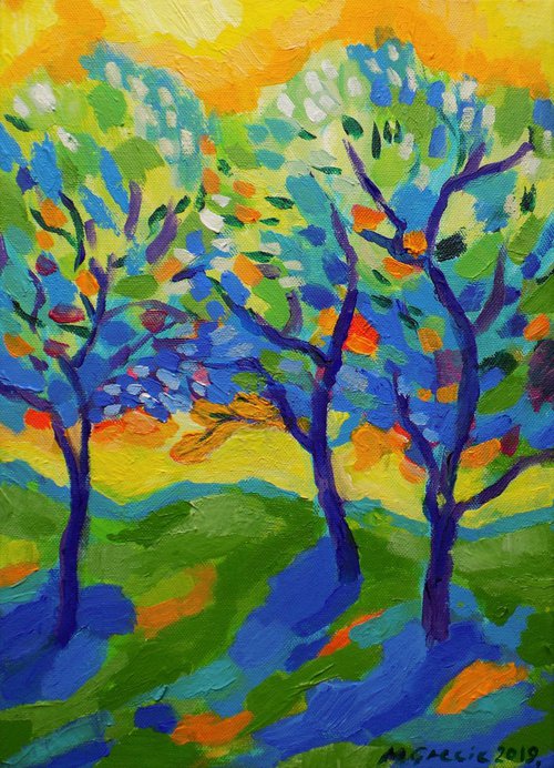 Orchard in yellow and lime by Maja Grecic