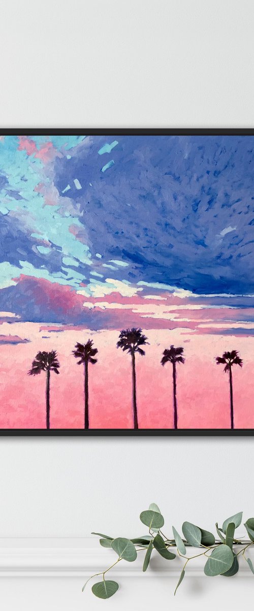 Pink sunset. Palms by Volodymyr Smoliak