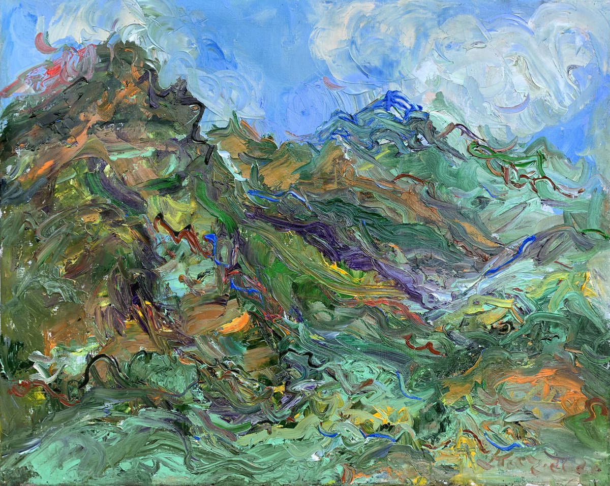MOUNTAIN LANDSCAPE - landscape art, Caucasus, mountainscape, mountain, expressive 73x92 by Karakhan