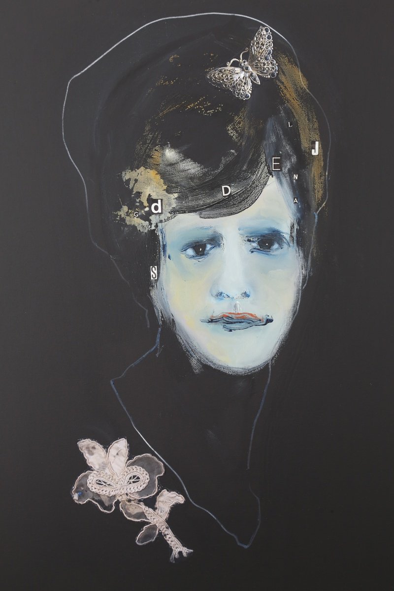 Expressive Portrait Oil Painting By Francesca Candito, 20 X 28, Tu Per Caso , Original Artwork