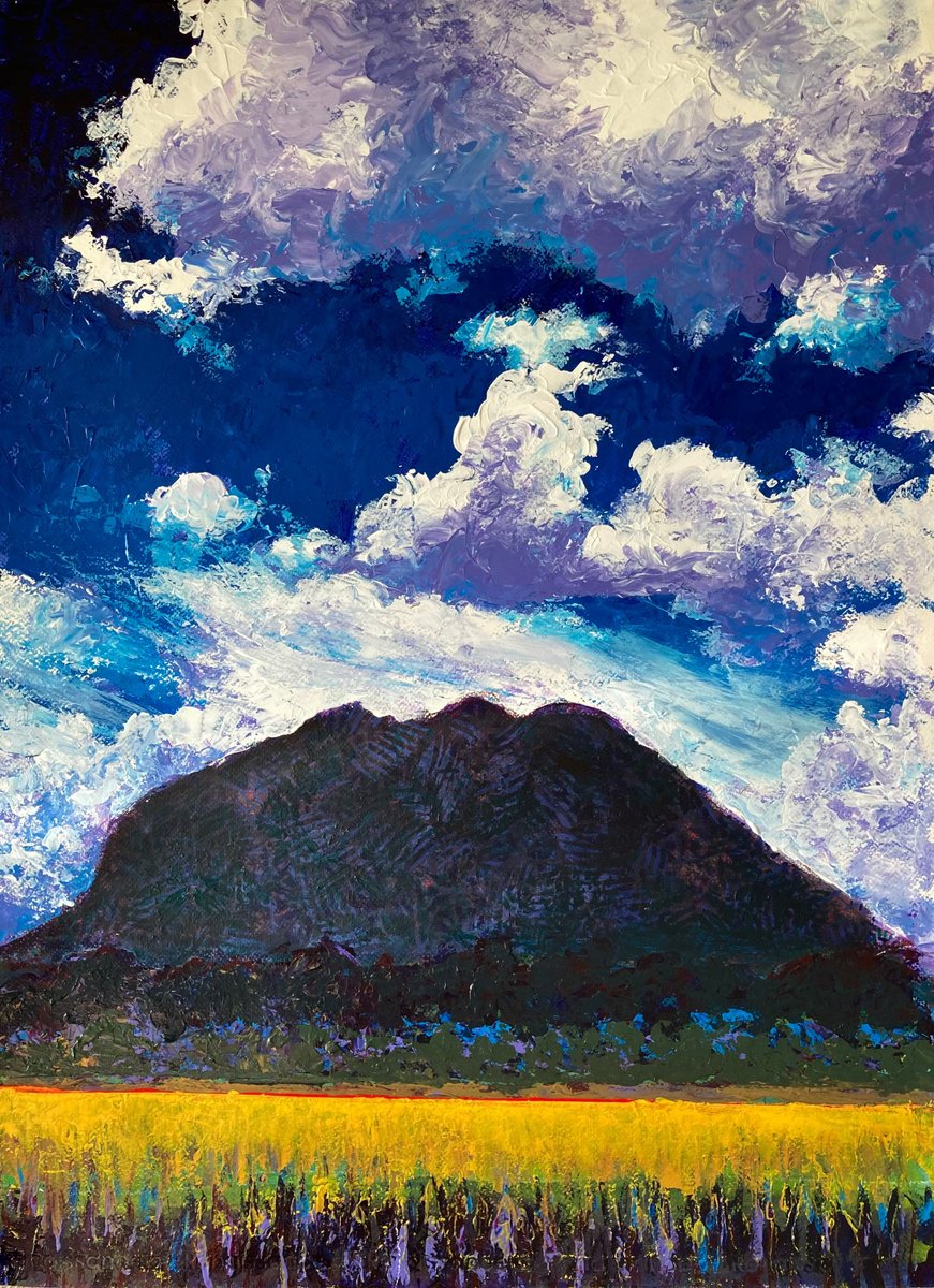 Impressionistic Landscape Acrylic Painting By John Cottee, 22 X 30, Dark Hill, Original Artwork