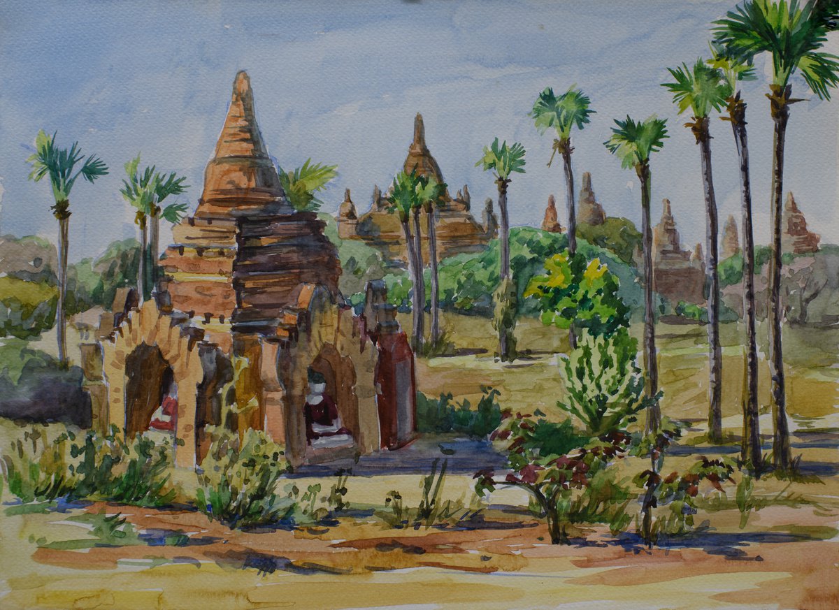 HD27520060 Burma. Bagan. Ppagodas through ages by Hanna Davydchenko
