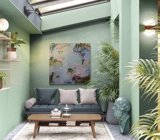 Rain over the waterlily Pond