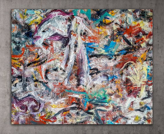 - DONU - (H)96x(W)120 cm. Style of Willem de Kooning. Abstract Expressionism Painting