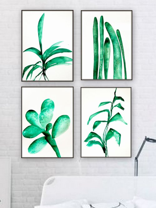 Set of 4 Botanical Artworks. by Nadia Moniatis