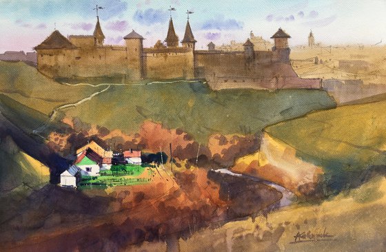 Evening Kamianets Podilsky castle