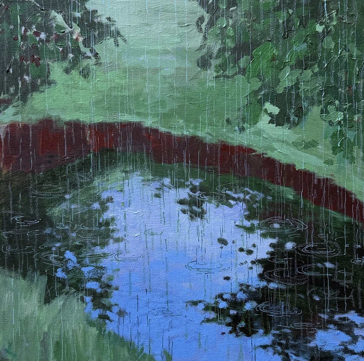 Expressive Oil Painting , The Rainy Day By Elizaveta Pugacheva, 16 X 16, Artwork For Sale On Artfinder