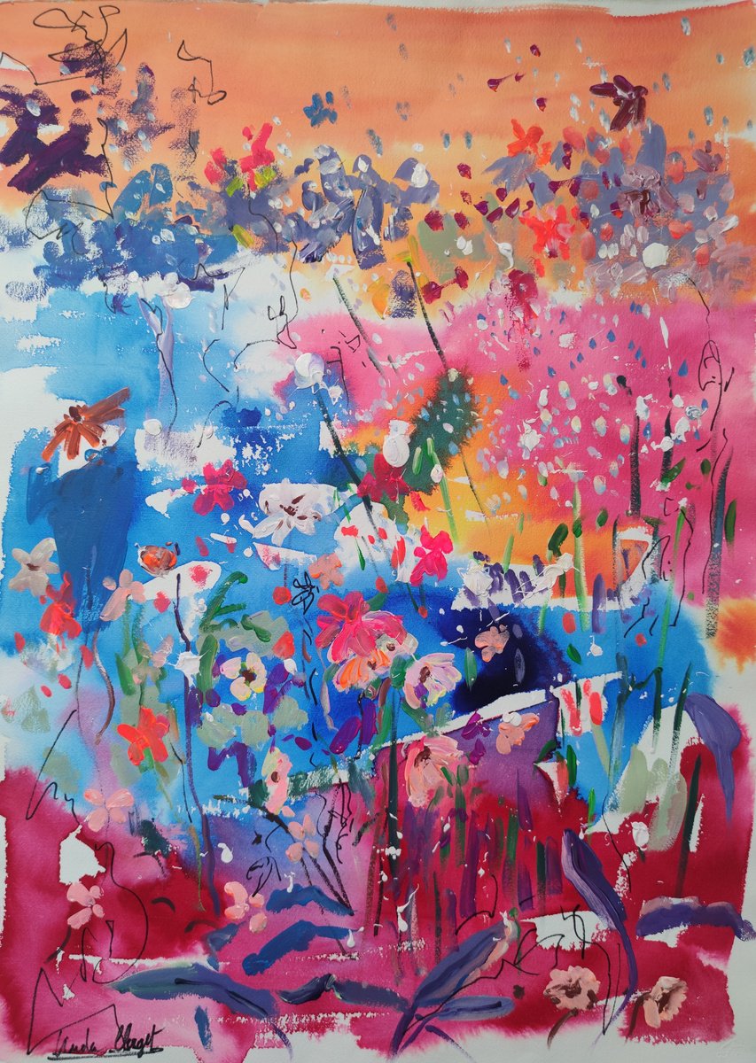 Abstract Floral Painting on paper 