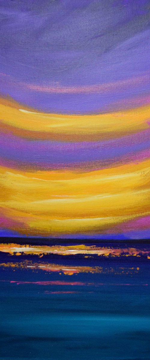 Seascape painting purple skies by Stuart Wright
