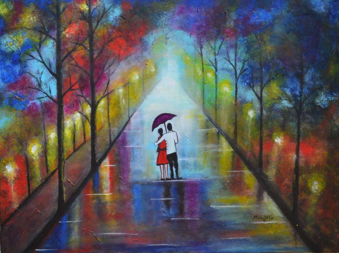 Romantic Interlude Acrylic painting by Manjiri Kanvinde