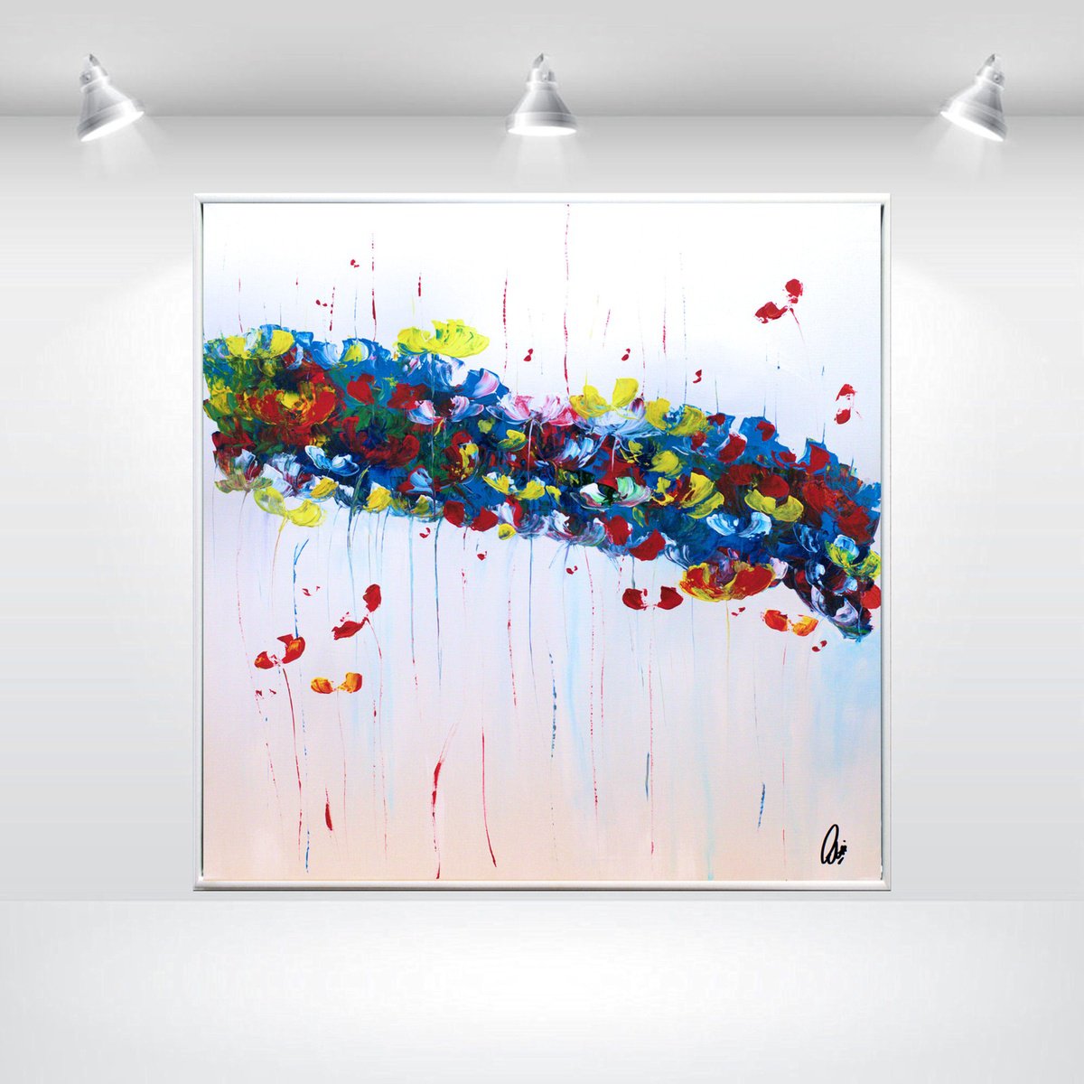 Abstract Botanical Acrylic Painting By Edelgard Schroer, 41 X 41, Color Dance, Original Artwork