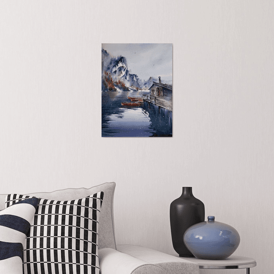 Boats on Lake Braies, Italy