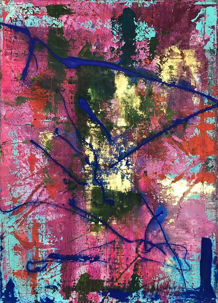 Impressionistic Abstract Acrylic Painting By Olga Melezhik, 20 X 28", Delight, Original Artwork