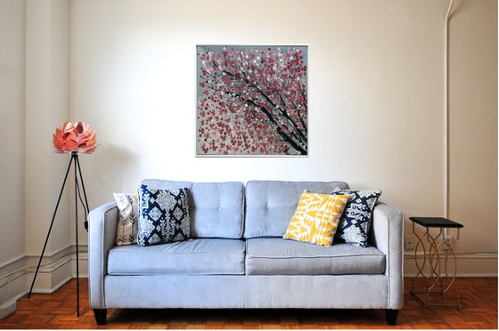 View to Top - Abstract - Acrylic Painting - Framed Painting - Wall Art - Flower Painting - Ready to Hang