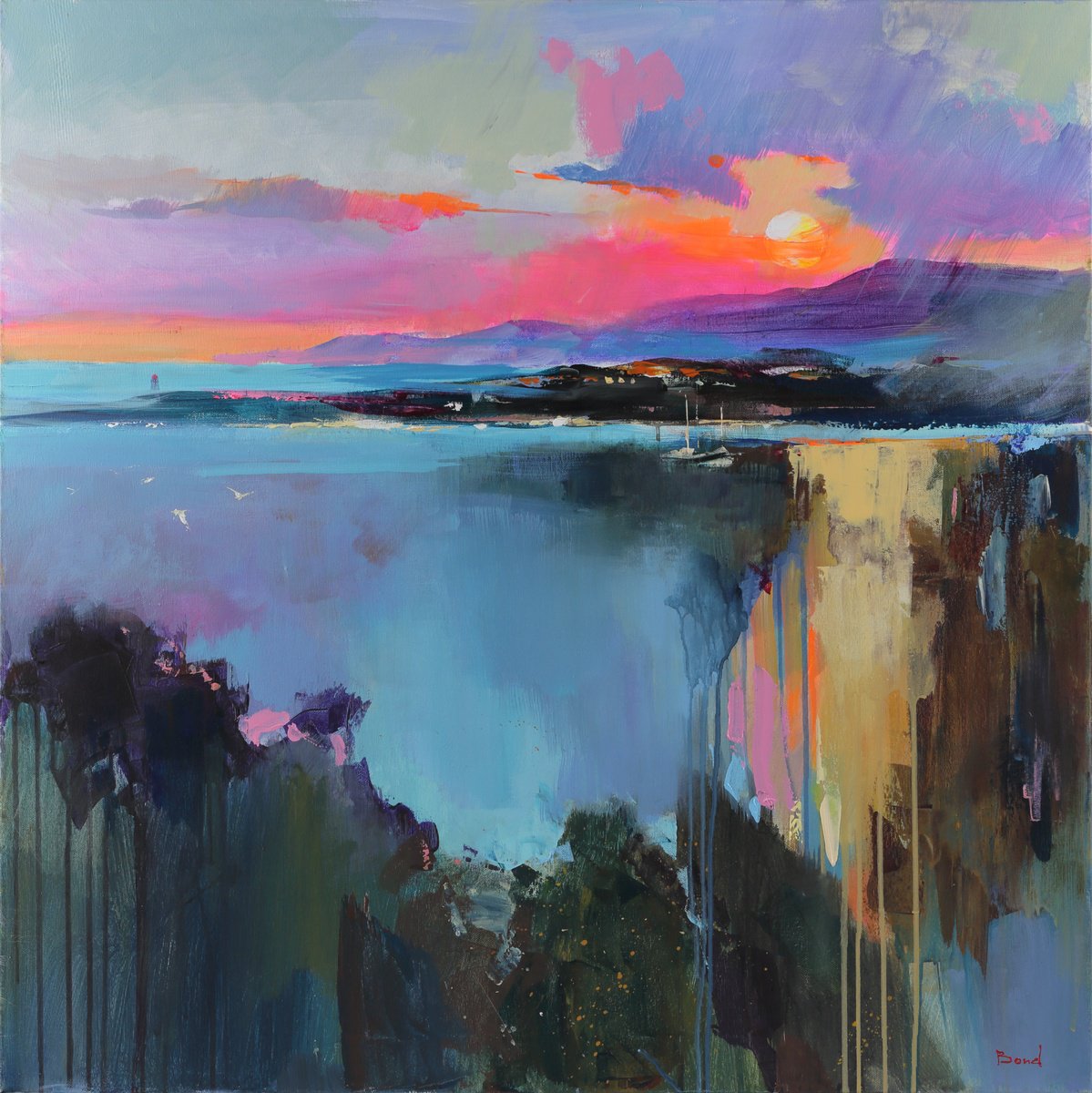 Impressionistic Landscape Acrylic Painting By Tetiana Bond, 31 X 31", Eternity Now, Original Artwork